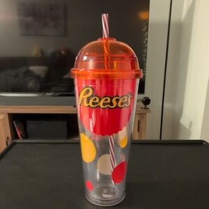 Red and Orange Tumbler with Straw